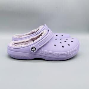 Crocs Shoes Womens 10 Purple Faux Fur Lined Clogs Slip On Comfort Warm Casual